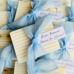 Wedding Soap Favors – 16 Color Ribbon Mini Guest Soap with Custom Label - Bridal Shower Favors – Natural Handmade - Free Express Shipping