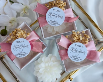 Personalized Lotus Candle Favors, Elegant Gift Box