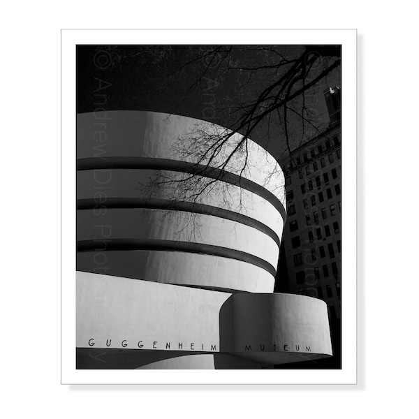 Black & White Solomon R. Guggenheim Museum Photography Art Print | 20x24 Digital File DL | Geometric NYC Architecture Photography Wall Art