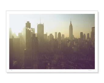 NYC City Skyline Dawn Art Print - Empire State Building - TONED - Photography Wall Art - Contemporary NYC Architecture Skyline Print File
