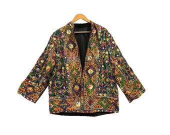 Phulkari Heavy Work Men And Women Jacket, Partywear Luxury Jacket For Unisex, Boho Multi Color Embroidery Work Jacket.