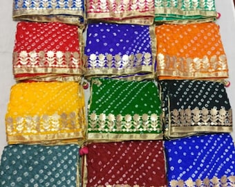 Handgemachte Bandhani Bandhej einfarbige Dupatta, Boho Frauen Rajasthani Bandhani Dupatta, indische handgemachte Rajasthani Hochzeits-Dupatta.