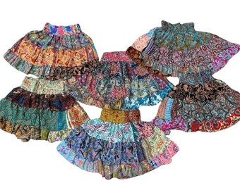 5 à 100 pièces robe-jupe en patchwork de soie pour femmes, jupes bohèmes de voyage et de soirée pour femmes, jupes en patchwork de couches élégantes.