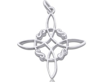 Witches Knot Pendant, Sterling Silver Witchy Necklace, Magic Celtic Knot