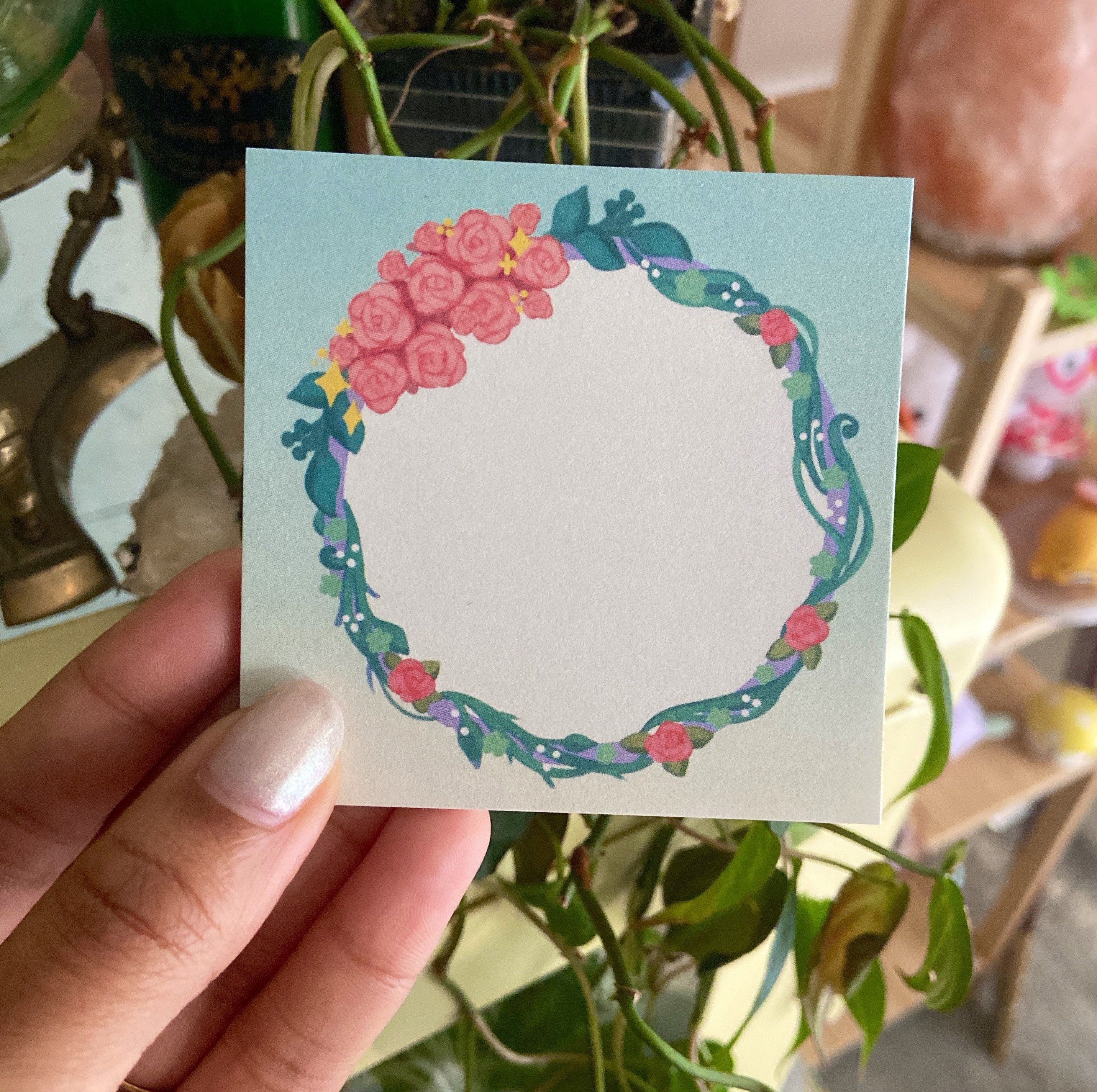 Floral Wreath Sticky Notes | Pastel Memo Pad - Etsy