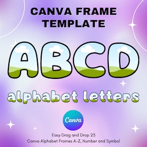 Canva Letters Frame, Canva Frame Alphabet Template, UPPERCASE and Numbers, Add Photo Letters Editable Canva Letters template_23