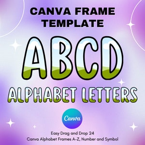 Canva Letters Frame, Canva Frame Alphabet Template, UPPERCASE and Numbers, Add Photo Letters Editable Canva Letters template_24