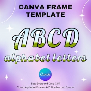 Canva Letters Frame, Canva Frame Alphabet Template, UPPERCASE and Numbers, Add Photo Letters Editable Canva Letters template_C141