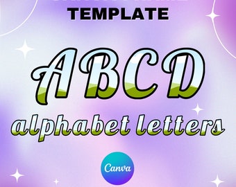 Canva Letters Frame, Canva Frame Alphabet Template, UPPERCASE and Numbers, Add Photo Letters Editable Canva Letters template_C141