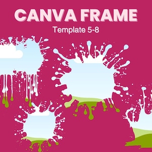 Canva フレーム テンプレート 水彩絵の具の飛沫 漂白剤効果 自分だけの水滴、背景の追加、簡単なドラッグ アンド ドロップ ダウンロード_4