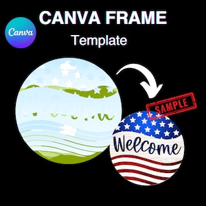 Welcome American Flag Canva Frame Template, USA Patriotic Independence Day Fill Your Own, Add Background, Easy Drag and Drop Download