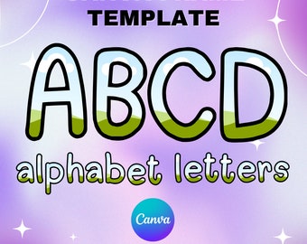 Canva Letters Frame, Canva Frame Alphabet Template, UPPERCASE and Numbers, Add Photo Letters Editable Canva Letters template_22