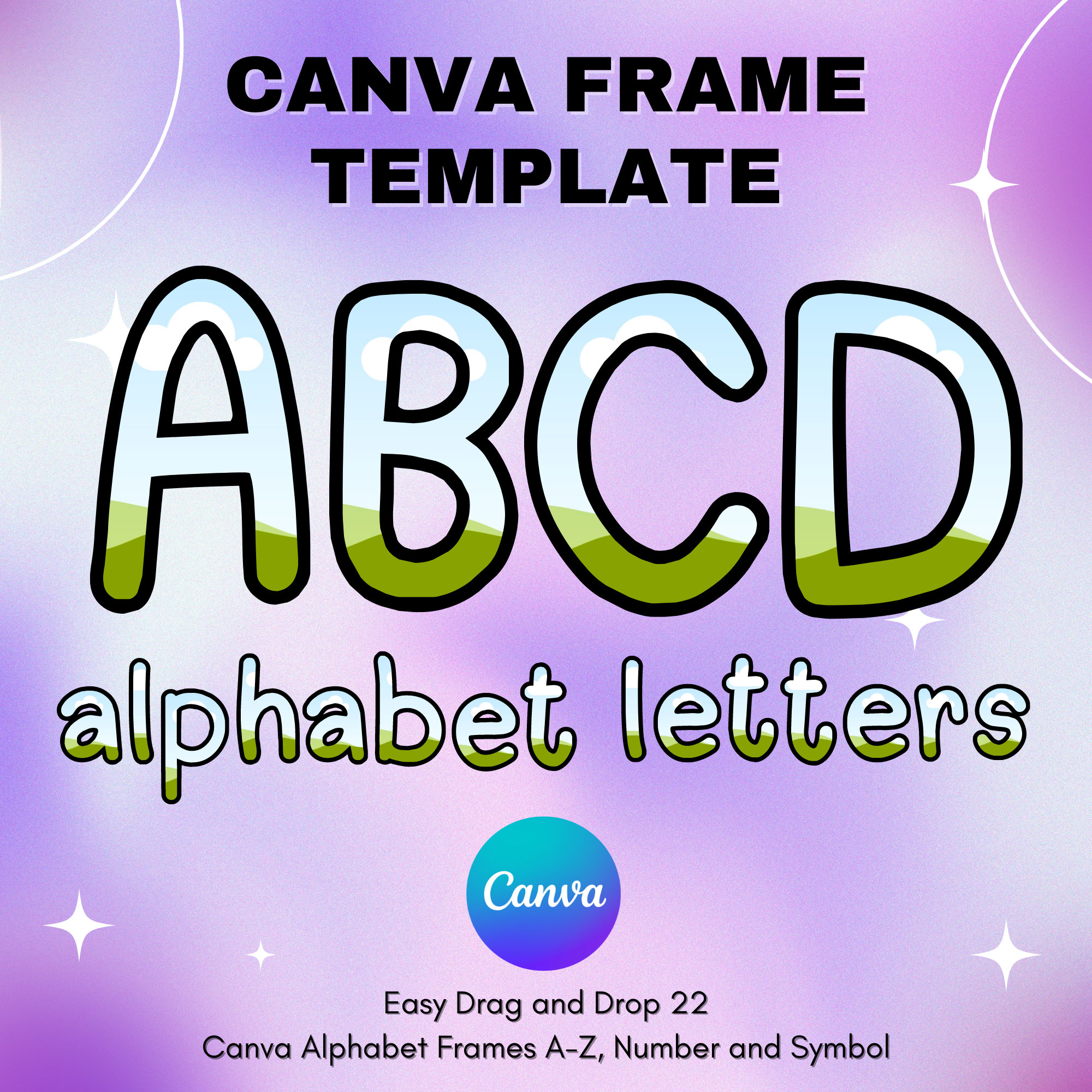 Letter Frame Colorful Canva Letters Frame, Canva Frame Alphabet Template, UPPERCASE and ...