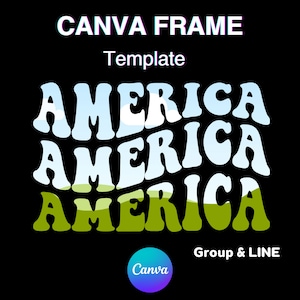 Retro Vintage America Canva Frame Template, Patriotic Independence Day Fill Your Own, Groovy Add Background, Easy Drag and Drop Download