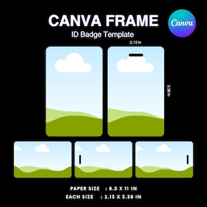 Modèle de cadre canevas pour badges d'identification, accessoires pour étiquettes de cartes d'identité, toile à personnaliser pour ajouter un arrière-plan, modifiable en téléchargement