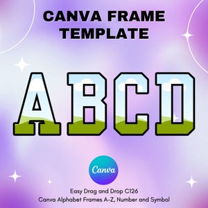 Canva Letters Frame, Canva Frame Alphabet Template, UPPERCASE and Numbers, Add Photo Letters Editable Canva Letters template_C126