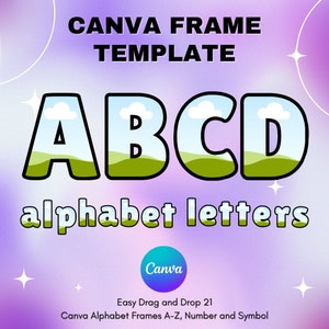 Canva Letters Frame, Canva Frame Alphabet Template, UPPERCASE and Numbers, Add Photo Letters Editable Canva Letters template_21