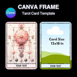Modello modificabile con cornice Canva per carte dei tarocchi, creazione, riempimento personalizzato, aggiunta di sfondo, facile trascinamento e download del disegno3