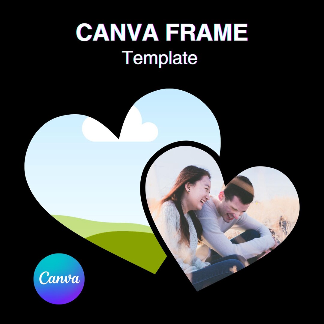 Double Heart Canva Frame Template, Valentine's Day Shirt Design Fill ...