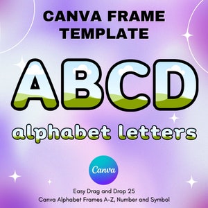 Canva Letters Frame, Canva Frame Alphabet Template, UPPERCASE and Numbers, Add Photo Letters Editable Canva Letters template_25