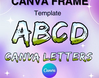 Canva Letters Frame, Canva Frame Alphabet Vorlage, GROSSBUCHSTABEN und Zahlen, Fotobuchstaben hinzufügen Bearbeitbare Canva Letters Vorlage_C34