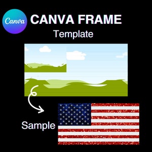 American Flag Canva Frame Template, USA Patriotic Independence Day Fill Your Own, Add Background, Easy Drag and Drop Download