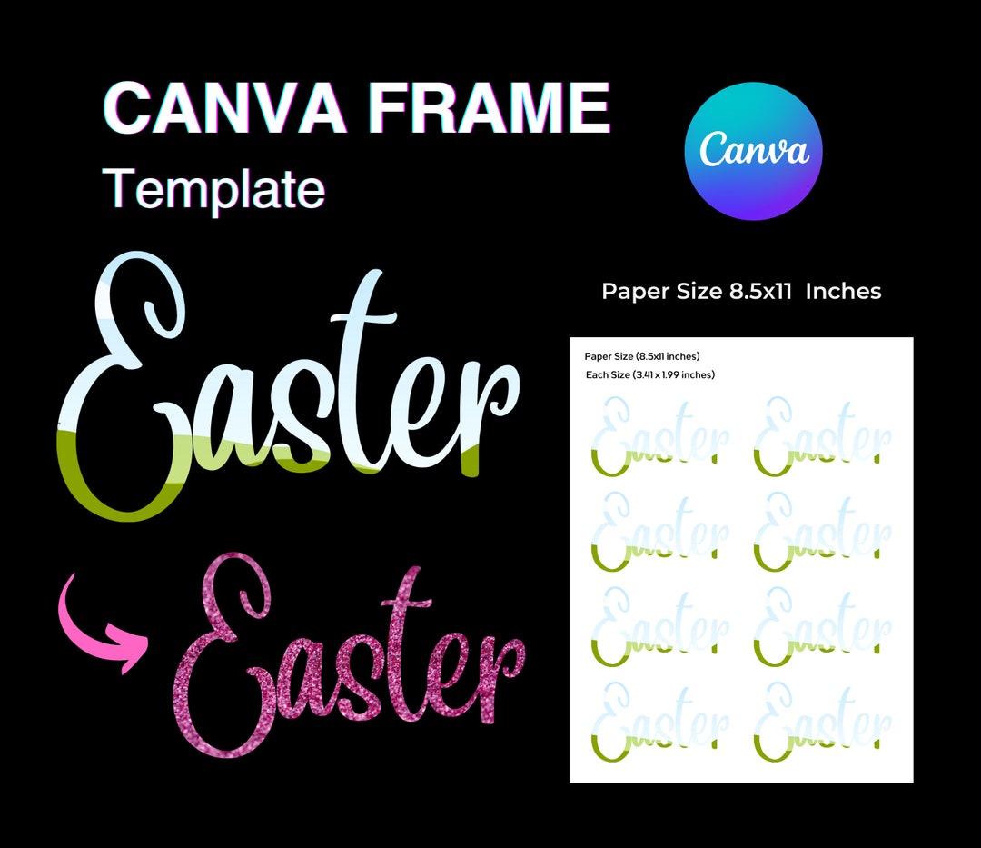 Easter Canva Frame Template Easter Fill Your Own Add Background Easy