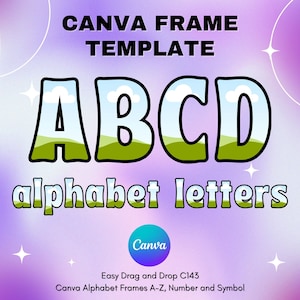 Canva Letters Frame, Canva Frame Alphabet Template, UPPERCASE and Numbers, Add Photo Letters Editable Canva Letters template_C143