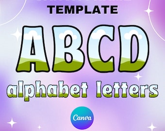 Canva Letters Frame, Canva Frame Alphabet Template, UPPERCASE and Numbers, Add Photo Letters Editable Canva Letters template_C143