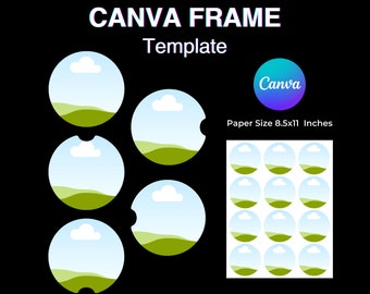 Car Coaster Canva Frame Template, Car Accessories Canva Fill Your Own, Add Background, Easy Drag and Drop Download Editable