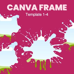 Canva フレーム テンプレート 水彩絵の具の飛沫 漂白剤効果 自分だけの水滴、背景の追加、簡単なドラッグ アンド ドロップ ダウンロード_3