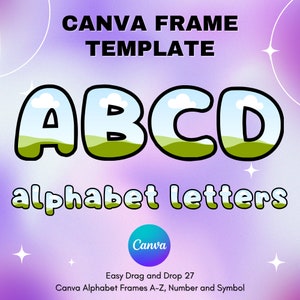 Canva Letters Frame, Canva Frame Alphabet Template, UPPERCASE and Numbers, Add Photo Letters Editable Canva Letters template_27
