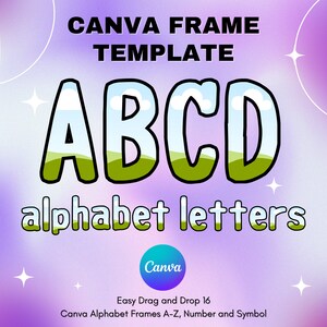 Canva Letters Frame, Canva Frame Alphabet Template, UPPERCASE and Numbers, Add Photo Letters Editable Canva Letters template_16
