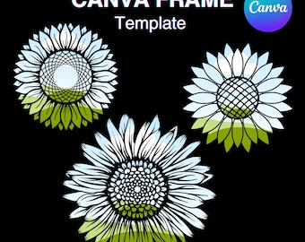 Sunflower Canva Frame Template Add Photo Frame Fill Your Own , Add Background, Easy Drag and Drop Download_4