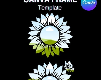 Sunflower Canva Frame Template Add Photo Frame Fill Your Own , Add Background, Easy Drag and Drop Download
