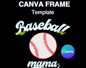 Baseball MAMA Canva Rahmen Vorlage, Vintage Baseball Muttertag Sport Mom Füllen Sie Ihre eigenen, Hintergrund hinzufügen, einfach per Ziehen und Ablegen herunterladen