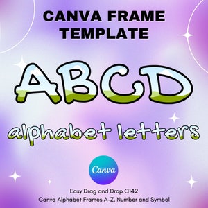 Canva Letters Frame, Canva Frame Alphabet Template, UPPERCASE and Numbers, Add Photo Letters Editable Canva Letters template_C141