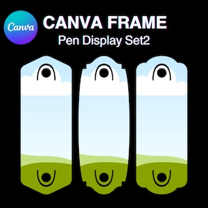 Pendisplaykaart Canva Frame-sjabloon, ontwerpaccessoires voor penverpakkingen Vul uw eigen achtergrond toe, eenvoudig slepen en neerzetten Download bewerkbaar_2