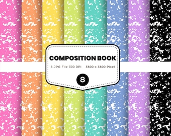 Composition Notebook Background School Kit, Back To School Digital Paper, Teacher Book Cover School Pattern Wallpaper_6A
