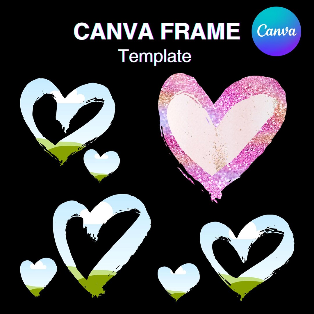 Paint Heart Canva Frame Template, Valentine's Day Shirt Design Fill ...