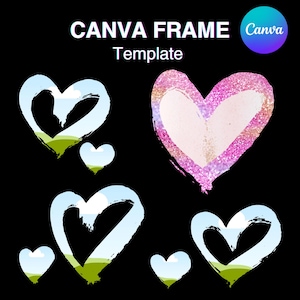 Paint Heart Canva Frame Template, Valentine&#39;s Day Shirt Design Fill Your Own, Love add Background, Easy Drag and Drop Download