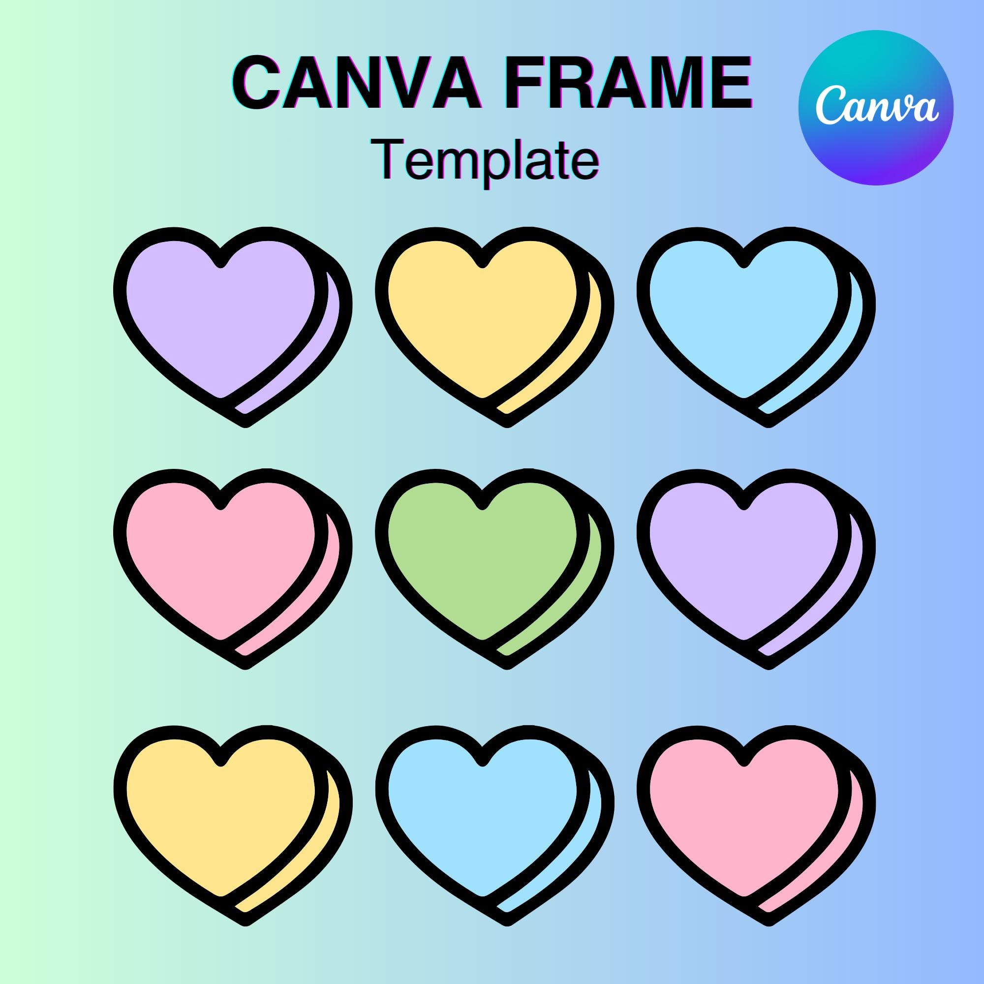 Candy Heart Canva Frame Template, Valentine's Day Shirt Design Fill ...