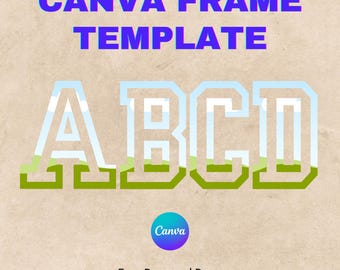 Canva Letters Frame, Canva Frame Alphabet Template, UPPERCASE and Numbers, Add Photo Letters Editable Canva Letters template_C192