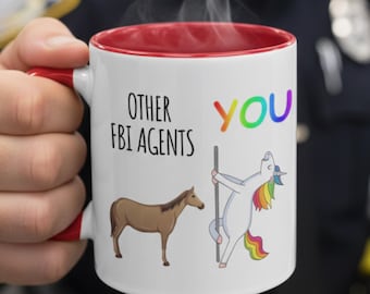 Funny Unicorn FBI Agent Mug | Best Agent Gift, Appreciation Cup for Federal Investigator, Home and Office Personalized Mug, Coworker Gift