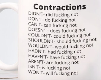 Funny English Teacher Mug | Funny Grammar Gift for Teachers | Contractions Coffee Cup | Literacy Appreciation Gift | English Major Mug