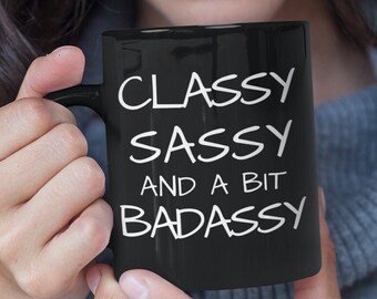 Caneca elegante, ousada e um pouco descolada - Presente perfeito para sua amiga - Canecas estilosas - Ideias de presentes para ela - Caneca de café preta