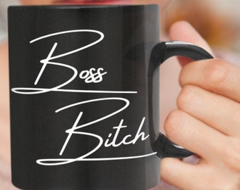 Tazza Boss Bitch, regalo per il suo compleanno, regalo per il suo Natale, tazza da caffè nero