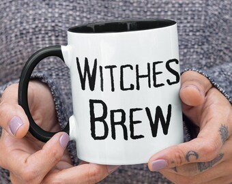 Witches Brew Ceramic Mug | Cute Spooky Halloween Coffee Cup | Witchy Cauldron Tea Mug | Halloween Decor Cup | Witch Gift for Her