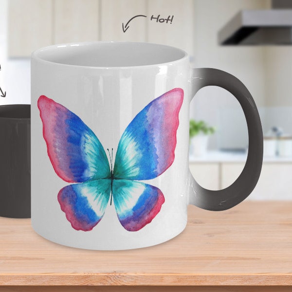 Mug papillon thermoréactif Mug papillon changeant de couleur Mug à café thermique papillon Cadeaux papillon