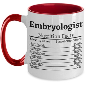 Embryologist Nutrition Facts Mug Embryologist Gift for Embryologist ...